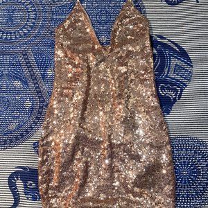 Rose Gold Short Sequin Dress (Unworn with Tags)